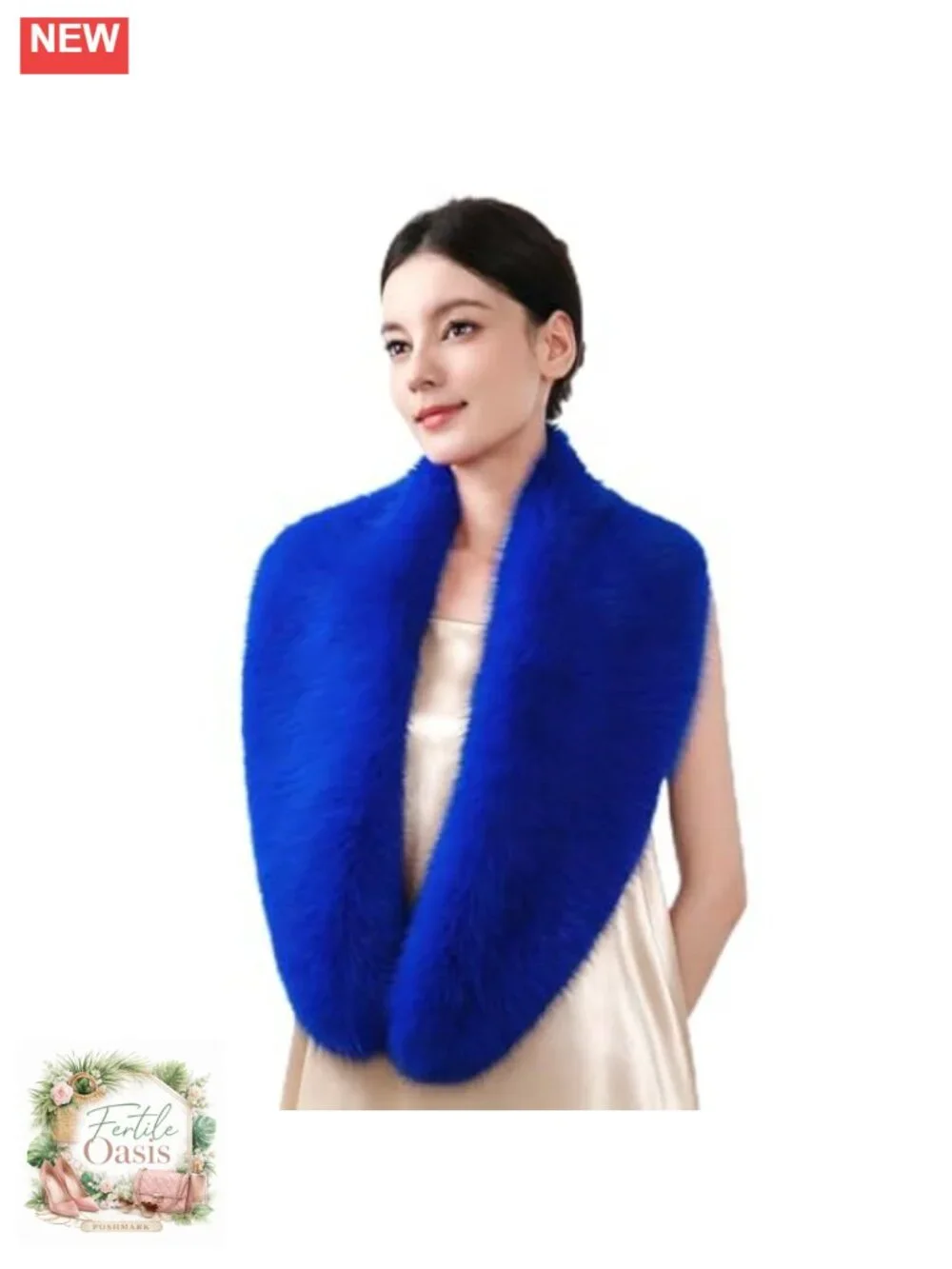 Faux Fur Collar for Winter Coat, Soft Neck Warmer Scarf Wrap Shawl
